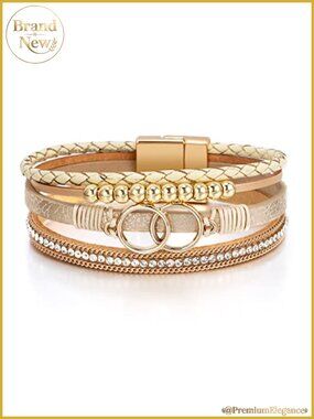 Handmade Leather Wrap Bracelet Boho Western Layered Cuff Jewelry Women